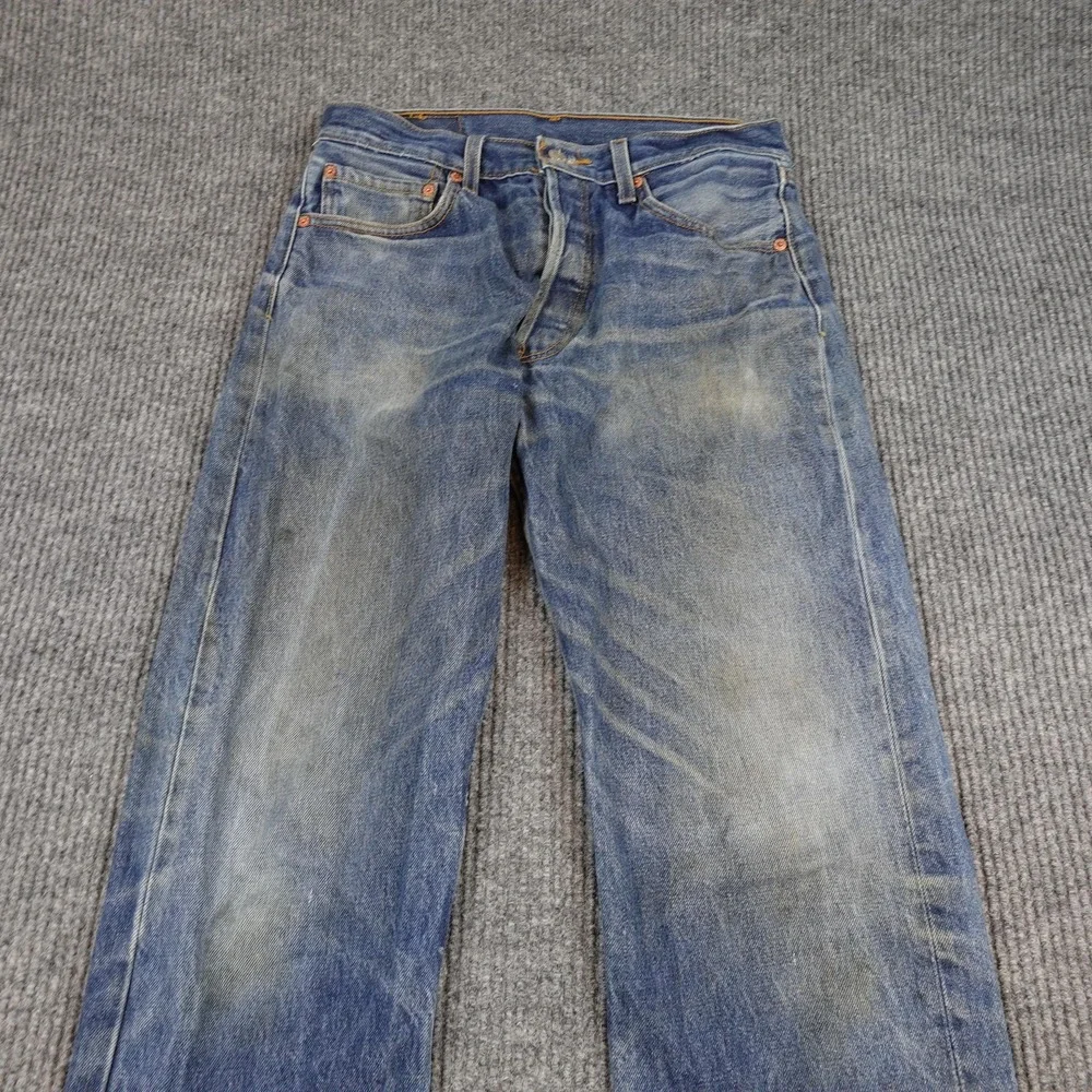 Levis 501XX Jeans Mens 33x36 Blue Distressed Denim Straight 501-0193
